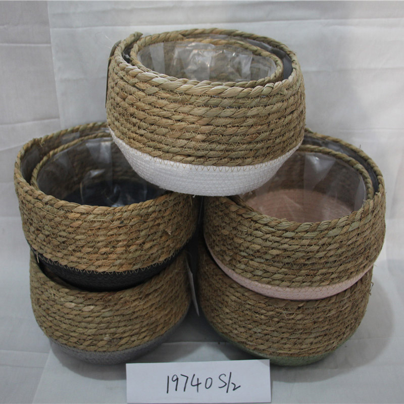 卸売カスタム家の装飾白い織り綿ロープ収納バスケット